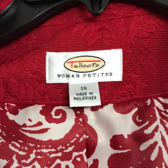 Beautiful Talbots red jacquard blazer 1X petite - Picture 7 of 11